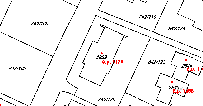 Prachatice II 1175, Prachatice na parcele st. 2833 v KÚ Prachatice, Katastrální mapa