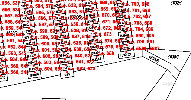 Ústí nad Labem-centrum 658,675, Ústí nad Labem na parcele st. 1632/34 v KÚ Ústí nad Labem, Katastrální mapa