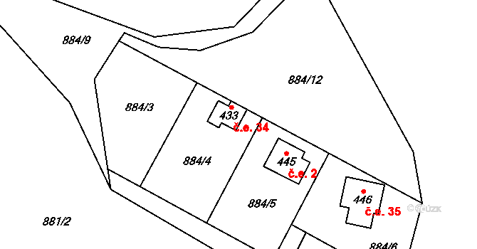 Doubravice 1.díl 34, Přestavlky u Čerčan na parcele st. 433 v KÚ Přestavlky u Čerčan, Katastrální mapa