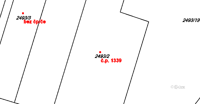 Smržovka 1339 na parcele st. 2493/2 v KÚ Smržovka, Katastrální mapa