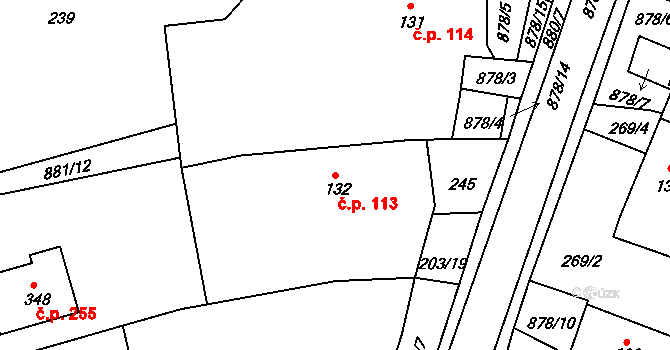 Hořepník 113 na parcele st. 132 v KÚ Hořepník, Katastrální mapa