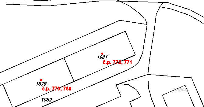 Chodov 771,772 na parcele st. 1981 v KÚ Dolní Chodov, Katastrální mapa