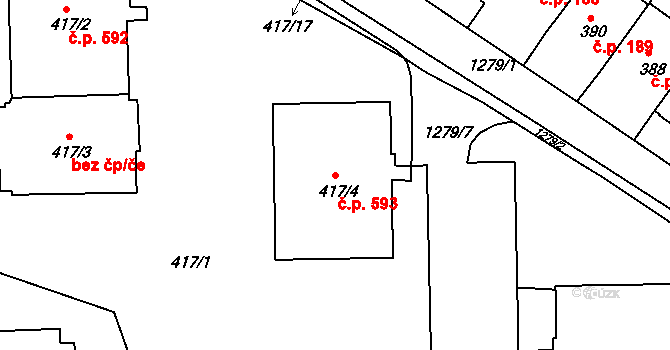 Liboc 593, Praha na parcele st. 417/4 v KÚ Liboc, Katastrální mapa