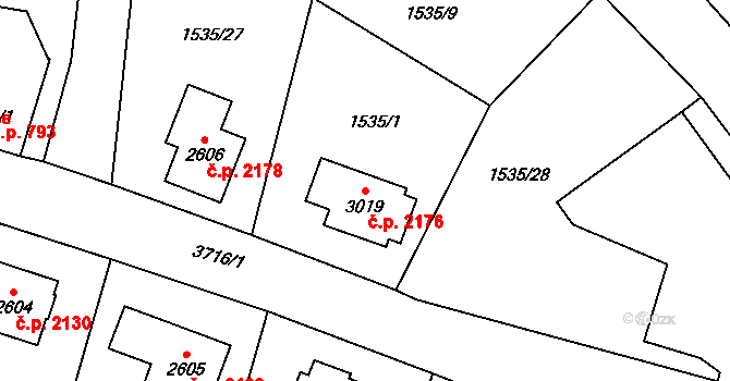 Dvůr Králové nad Labem 2176 na parcele st. 3019 v KÚ Dvůr Králové nad Labem, Katastrální mapa