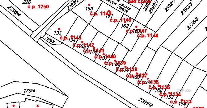 Ivančice 1139 na parcele st. 137 v KÚ Kounické Předměstí, Katastrální mapa