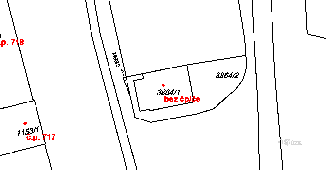 Brno 24626317 na parcele st. 3864/1 v KÚ Černá Pole, Katastrální mapa