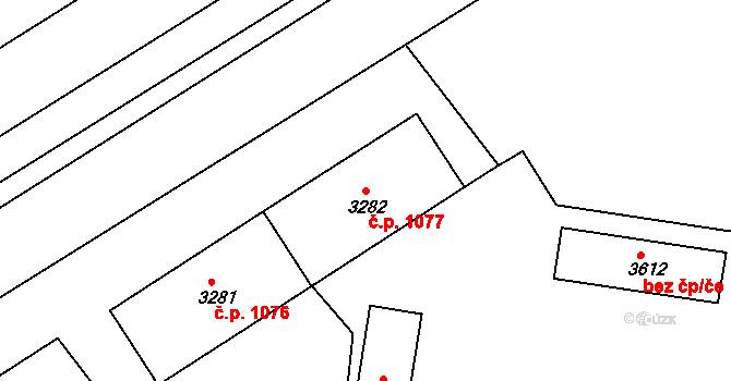 Valdické Předměstí 1077, Jičín na parcele st. 3282 v KÚ Jičín, Katastrální mapa