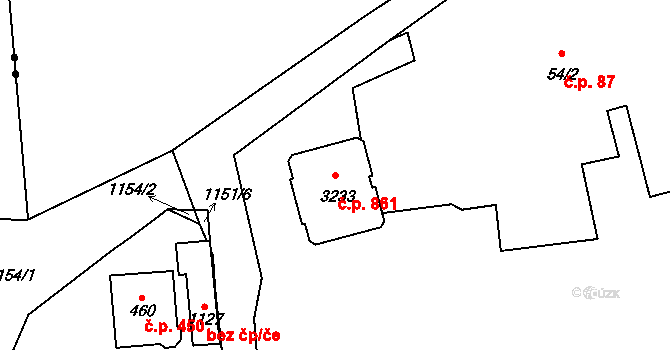 Úšovice 861, Mariánské Lázně na parcele st. 3233 v KÚ Úšovice, Katastrální mapa