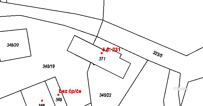 Dolní Kamenice 231, Česká Kamenice na parcele st. 371 v KÚ Dolní Kamenice, Katastrální mapa