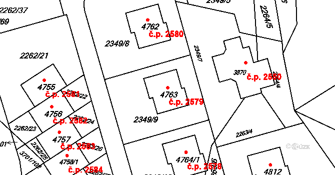 Rožnov pod Radhoštěm 2579 na parcele st. 4763 v KÚ Rožnov pod Radhoštěm, Katastrální mapa