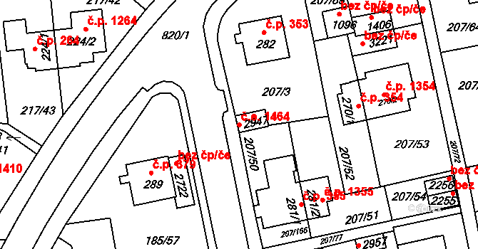 Sezimovo Ústí 1464 na parcele st. 2947 v KÚ Sezimovo Ústí, Katastrální mapa