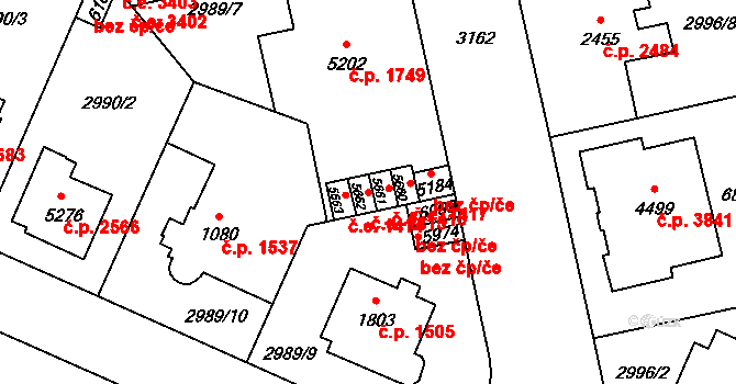 Zlín 1415 na parcele st. 5662 v KÚ Zlín, Katastrální mapa