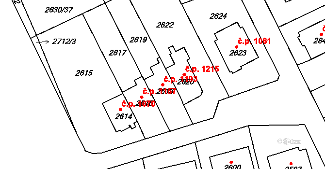 Žďár nad Sázavou 5 1193, Žďár nad Sázavou na parcele st. 2618 v KÚ Město Žďár, Katastrální mapa