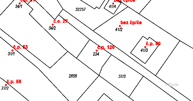 Ludkovice 126 na parcele st. 234 v KÚ Ludkovice, Katastrální mapa