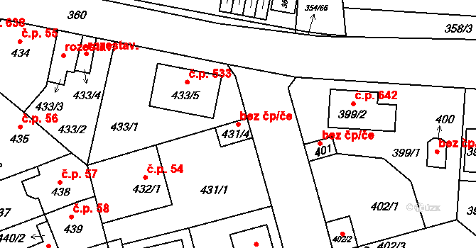 České Budějovice 40502317 na parcele st. 431/4 v KÚ České Budějovice 4, Katastrální mapa