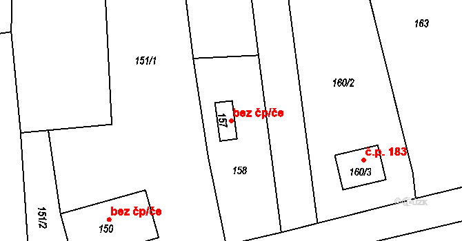 Krčmaň 40861317 na parcele st. 157 v KÚ Krčmaň, Katastrální mapa