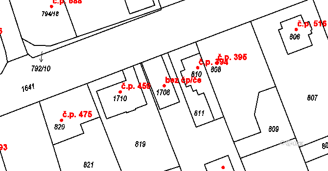 Hronov 41555317 na parcele st. 1708 v KÚ Hronov, Katastrální mapa