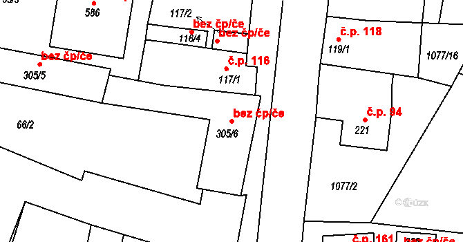 Lhenice 41833317 na parcele st. 305/6 v KÚ Lhenice, Katastrální mapa