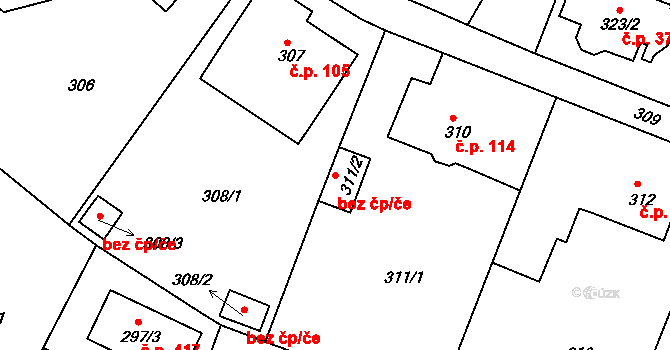 Tábor 43071317 na parcele st. 311/2 v KÚ Klokoty, Katastrální mapa