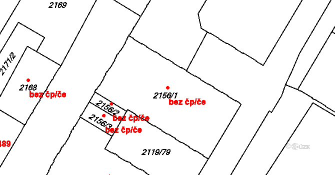 Chomutov 45021317 na parcele st. 2156/1 v KÚ Chomutov I, Katastrální mapa