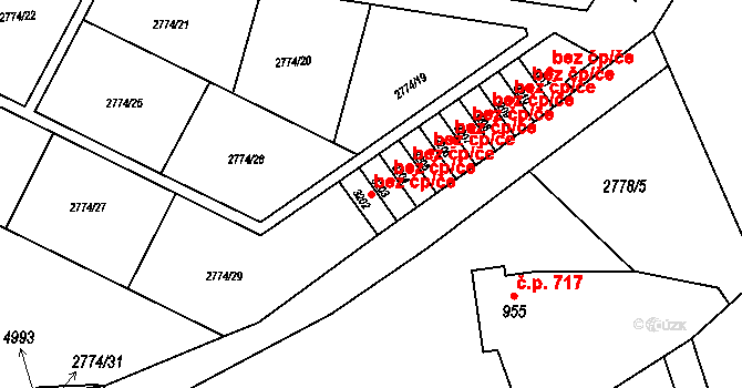 Rožnov pod Radhoštěm 48128317 na parcele st. 3202 v KÚ Rožnov pod Radhoštěm, Katastrální mapa