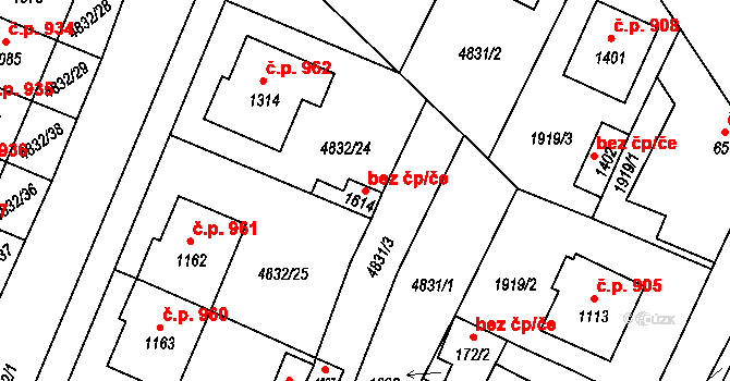 Hrušovany nad Jevišovkou 48221317 na parcele st. 1614 v KÚ Hrušovany nad Jevišovkou, Katastrální mapa