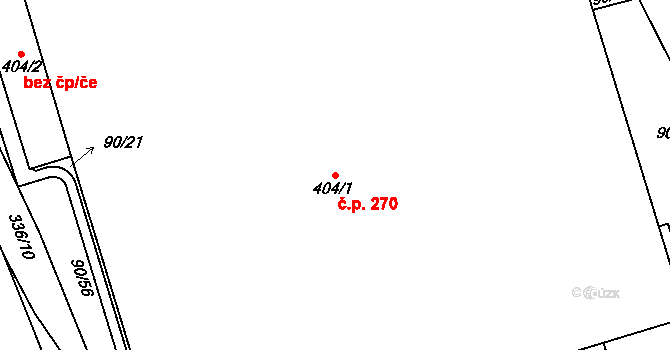 Kluk 270, Poděbrady na parcele st. 404/1 v KÚ Kluk, Katastrální mapa