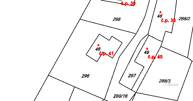 Černolice 41 na parcele st. 46 v KÚ Černolice, Katastrální mapa