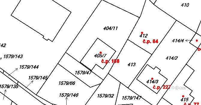 Malé Předměstí 188, Horšovský Týn na parcele st. 405/7 v KÚ Horšovský Týn, Katastrální mapa