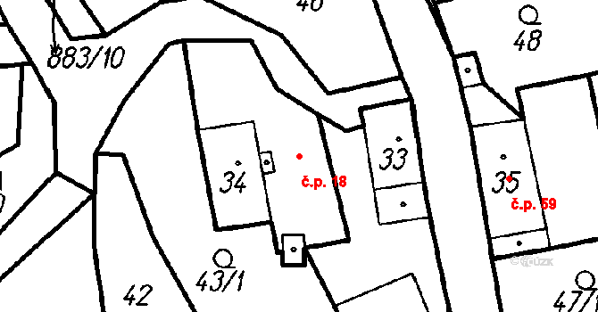 Chlistov 18 na parcele st. 34 v KÚ Chlistov, Katastrální mapa