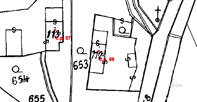 Běluň 56, Heřmanice na parcele st. 112 v KÚ Heřmanice nad Labem, Katastrální mapa