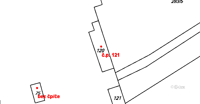 Dolní Teplice 121, Teplice nad Metují na parcele st. 120 v KÚ Dolní Teplice, Katastrální mapa