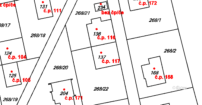Kolšov 117 na parcele st. 137 v KÚ Kolšov, Katastrální mapa