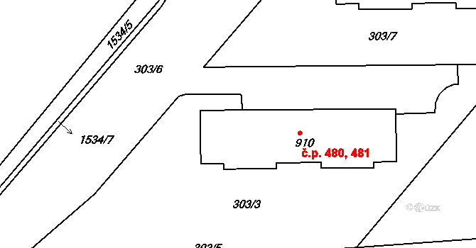 Nepomuk 480,481 na parcele st. 910 v KÚ Nepomuk, Katastrální mapa