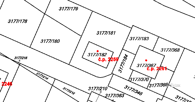 Tachov 2259 na parcele st. 3177/182 v KÚ Tachov, Katastrální mapa