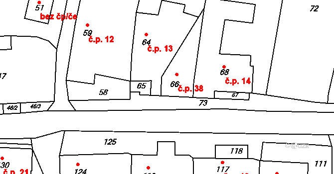 Labutice 38, Suchdol na parcele st. 66 v KÚ Labutice, Katastrální mapa