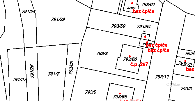 Sedlec 266, Kutná Hora na parcele st. 793/56 v KÚ Sedlec u Kutné Hory, Katastrální mapa