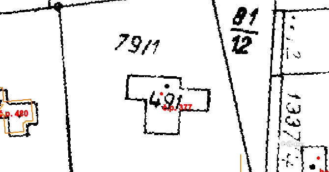 Přerov nad Labem 377 na parcele st. 491 v KÚ Přerov nad Labem, Katastrální mapa