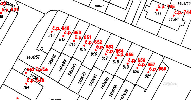 Brtnice 653 na parcele st. 816 v KÚ Brtnice, Katastrální mapa