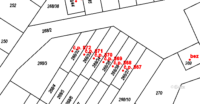 Sadská 870 na parcele st. 268/34 v KÚ Sadská, Katastrální mapa