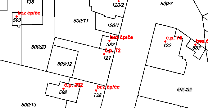 Sedlčánky 72, Čelákovice na parcele st. 121 v KÚ Sedlčánky, Katastrální mapa