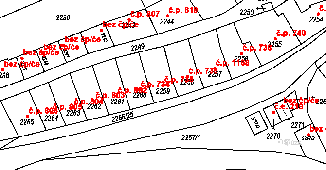 Slavíkovice 735, Rousínov na parcele st. 2259 v KÚ Rousínov u Vyškova, Katastrální mapa