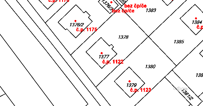 Rýmařov 1122 na parcele st. 1377 v KÚ Rýmařov, Katastrální mapa