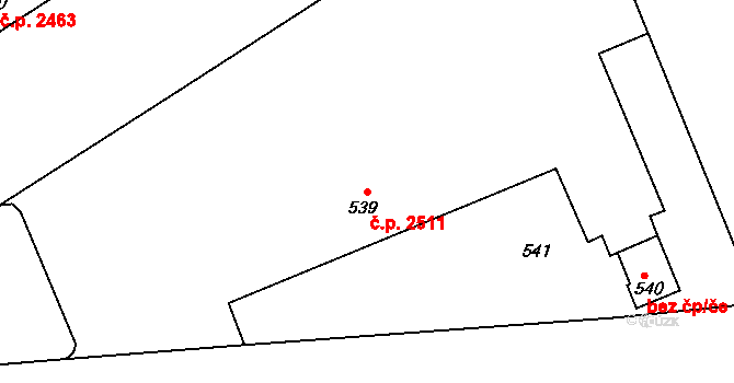 Kladno 2511 na parcele st. 539 v KÚ Kladno, Katastrální mapa