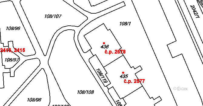 Šumperk 2578 na parcele st. 436 v KÚ Dolní Temenice, Katastrální mapa