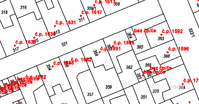 Kročehlavy 1591, Kladno na parcele st. 358 v KÚ Kročehlavy, Katastrální mapa