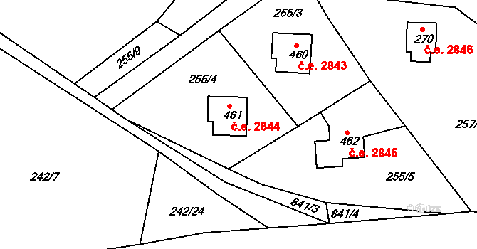 Těptín 2844, Kamenice na parcele st. 461 v KÚ Těptín, Katastrální mapa