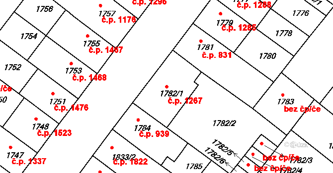 Roudnice nad Labem 1267 na parcele st. 1782/1 v KÚ Roudnice nad Labem, Katastrální mapa