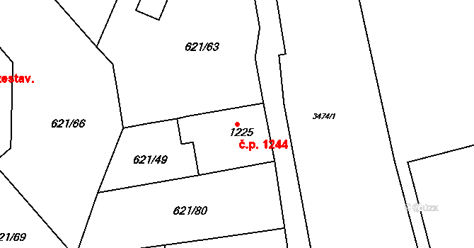 Lysá nad Labem 1244 na parcele st. 1225 v KÚ Lysá nad Labem, Katastrální mapa