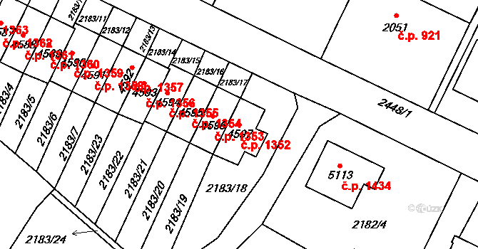 Cheb 1352 na parcele st. 4597 v KÚ Cheb, Katastrální mapa